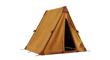 Vintage canvas tent isolated on transparent background, camping equipment for outdoor adventure and historical reenactment PNG © PAPADOMUS