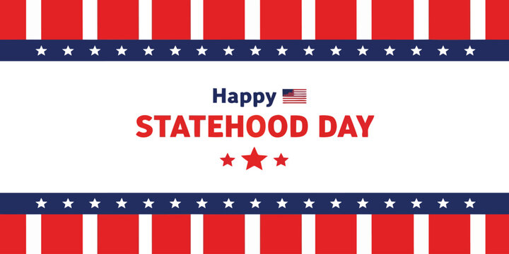 Happy Statehood Day Card: Patriotic American Flag Design with Stars and Stripes