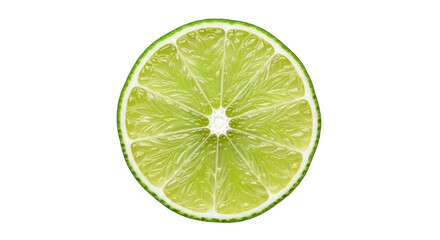 Fresh green lime slice isolated PNG, juicy citrus fruit cut in half on transparent background for...