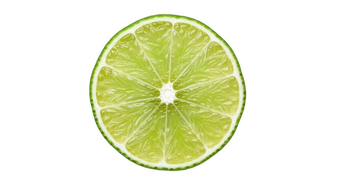 Fresh green lime slice isolated PNG, juicy citrus fruit cut in half on transparent background for healthy eating and summer drinks