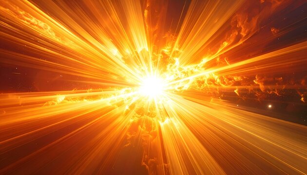 Intense, radiant burst of light radiating outward from a central point