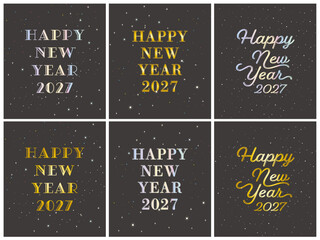 Happy New Year 2027のキラキラしたおしゃれなデザインセット