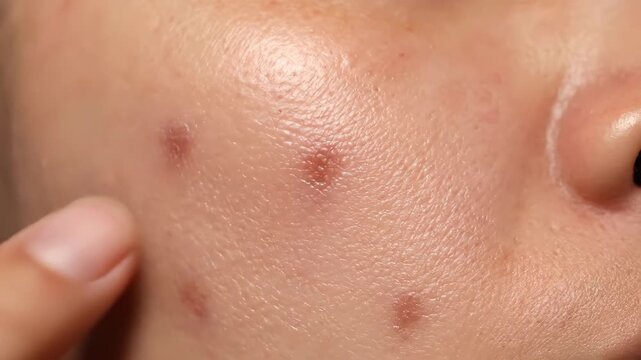 Close Up of Facial Hyperpigmentation and Dark Spots &ndash; Skin Tone and Dermatology Awareness
