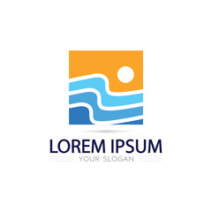 Minimalist Wave Water Logo For Park Resort Spa And Aquatic Recreation