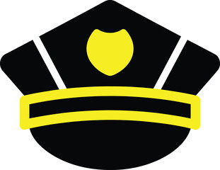 Classic police officer cap with yellow and black design elements