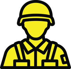 Graphic of a construction worker wearing a yellow safety helmet and reflective vest