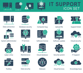 IT Support icon set. solid icon style. Containing icon IT services, toolbox, software update and more. technology element vector illustration