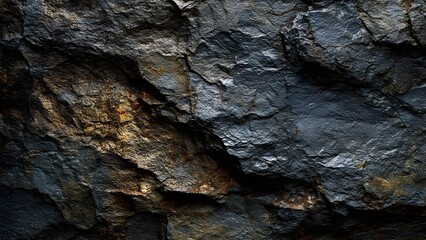 Dark Moody Slate Stone Texture with Wet Look and Copy Space