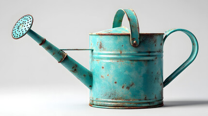 Vintage teal metal watering can