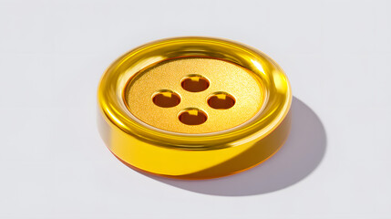 Golden shiny metal button closeup