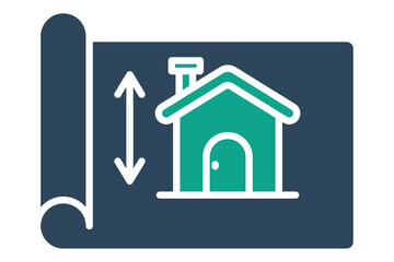 Blueprint solid icon. Icon related to real estate. Residential elements vector illustration