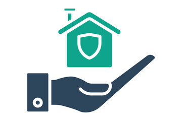 Home insurance solid icon. Icon related to real estate. Residential elements vector illustration