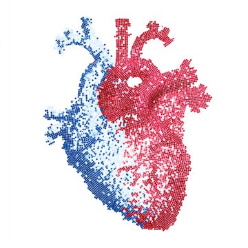 Digital Heart Model Exploding into Pixels Isolated for Medical Research Concept