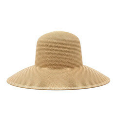 Wide brim straw hat isolated on white