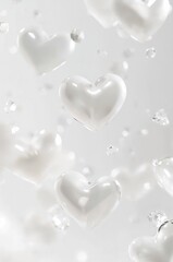 Obraz premium Collection of white hearts floating in the air