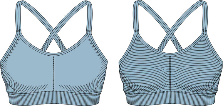Light Blue Sports Bra Vector Illustration &ndash; Criss-Cross Strap Activewear Design