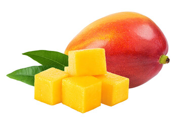 mango slices isolated on white background with full depth of field