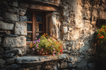 Charming Stone Cottage with Flowering Window Box