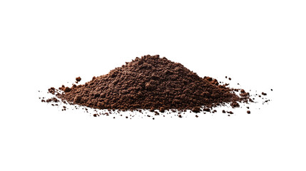 Pile of finely ground, dark brown substance against a pure black background