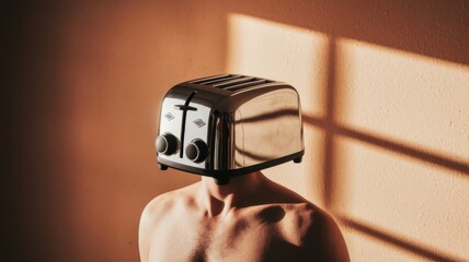 Man in Suit with Toaster Head Standing