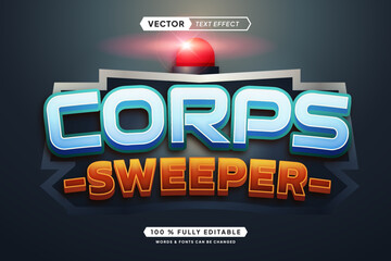 Text effect editable corps sweeper 3d gaming cartoon font style