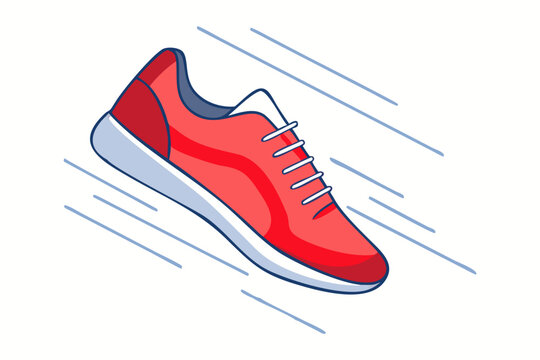Red Running Shoe Illustration, Sport Sneaker Icon, Modern Athletic Footwear Vector.