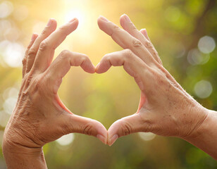 Hände mittleren alters formen ein Herz