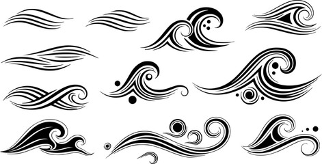 Fototapeta premium Abstract Wave Shape Logo and Icon Vector Illustration