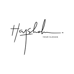 Hafshah name signature logo vector design