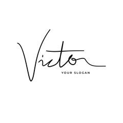 Victor name signature logo vector design