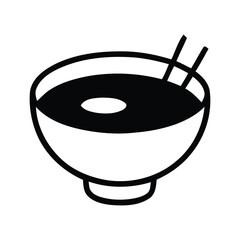 A simple illustration of a bowl of noodles with chopsticks resting inside