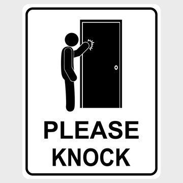 Please knock sign. Flat vector illustration design