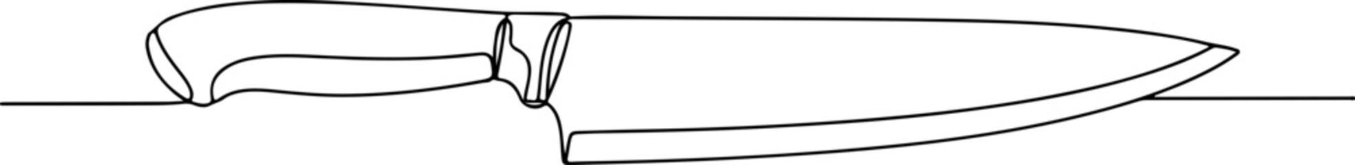 Obraz premium A detailed illustration of a kitchen knife on a flat surface viewed from the side