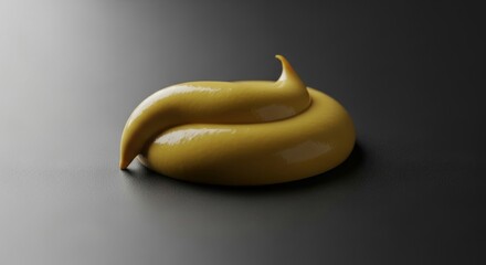 Swirl of creamy yellow mustard sauce on a dark background