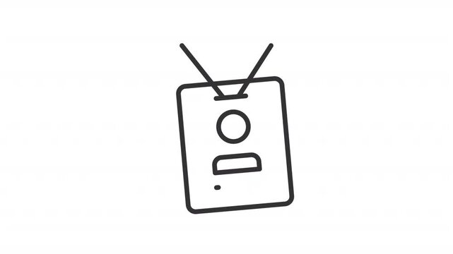 Employee badge ui icon line animation. Essential customizable security tool. Access control ID. Personal pass animated user interface element isolated on white. HD video with alpha channel