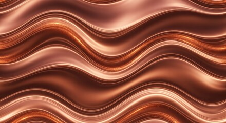 Flowing waves of warm metallic bronze create a luxurious and dynamic abstract background.