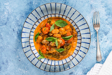 Creamy butter beans and button mushrooms vegetarian stew