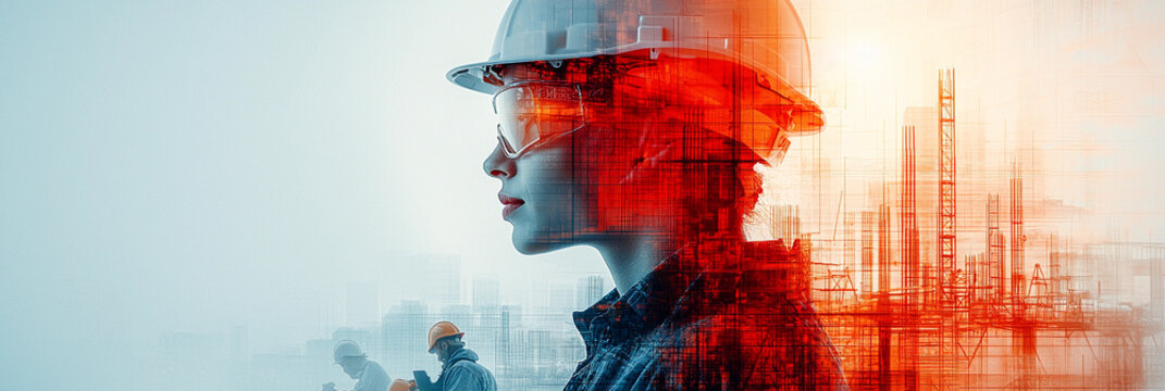 Digital illustration of building construction process in action Generative AI