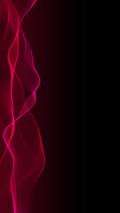 Obraz premium abstract red and pink neon light background with wave lines ,futuristic ai technology and science vertical social media background