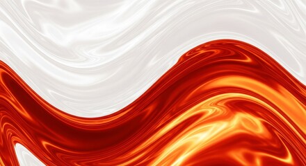 Fiery red and white waves flow with intense energy and abstract beauty.
