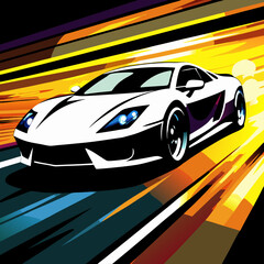 car on a black background