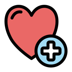 Obraz premium Heart and Plus Sign Icon for Health and Medical Care
