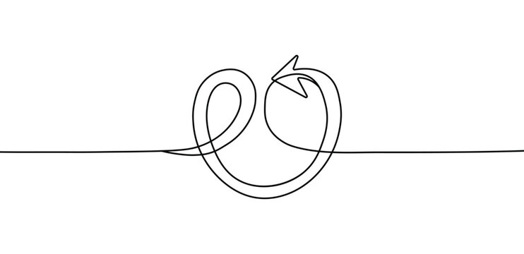 Continuous line drawing of an arrow symbolizing art and  minimalist design concept style