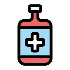Fototapeta premium Medical Antiseptic Bottle Line Icon Illustration