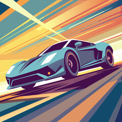 fast moving car on the road