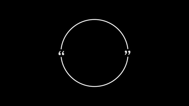 circle animation with quotation mark on transparent background. circle motion animation. digital elements circle icon. smooth circle video with alpha channel in 4k.