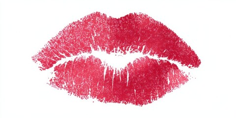 Vibrant red lipstick mark on white background