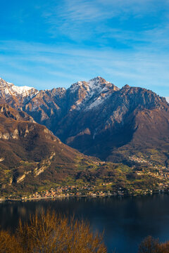 Lake Como view with Resegone mountains on Lecco side