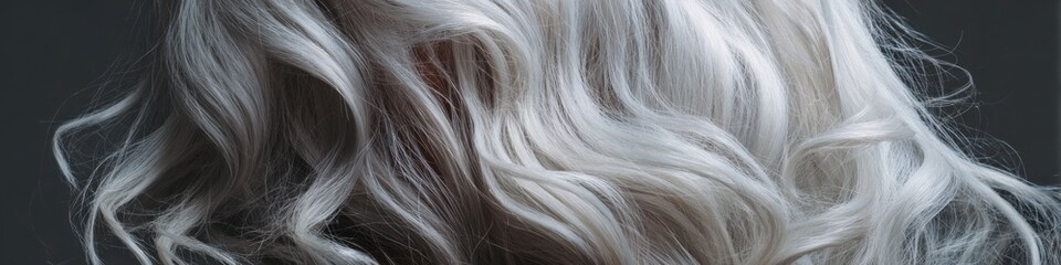 Naklejka premium Cascading silver hair - wavy caucasian female locks in soft light