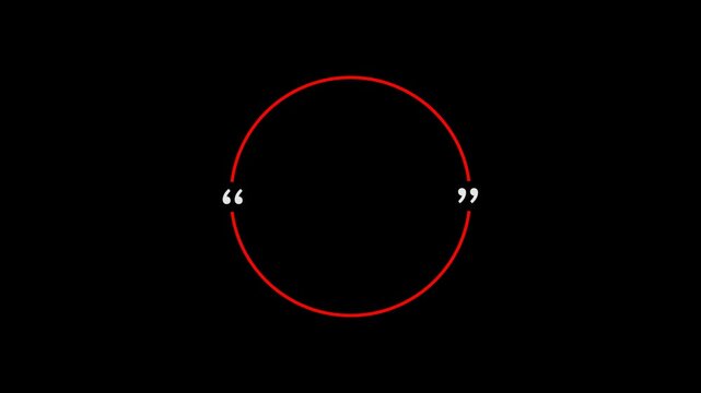 circle animation with quotation mark on transparent background. circle motion animation. digital elements circle icon. smooth circle video with alpha channel in 4k.